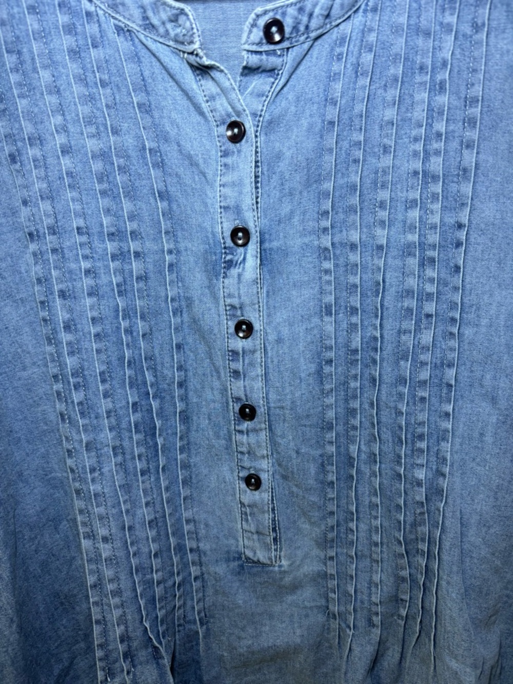 NATURAL LIFE Relaxed Fit Chambray Popover Blouse Top Bobo Size XL - Picture 3 of 10